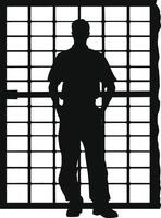 AI generated Silhouette prisoner in jail black color only full body vector