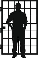 AI generated Silhouette prisoner in jail black color only full body vector