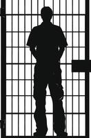 AI generated Silhouette prisoner in jail black color only full body vector