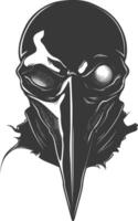 AI generated Silhouette plague mask black color only full vector