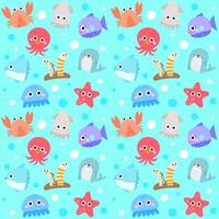 Cute underwater seamless pattern Sea animals Sea life background Kids fabric textile design endless pattern vector illustration