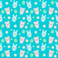 Cute little sweet bunny seamless pattern background Kids fabric textile design endless pattern vector illustration