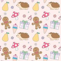seamless pattern cute pastel elements vector
