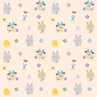 hello spring easter cute seamless pattern background vector