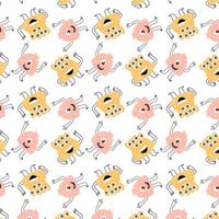 Cute monsters seamless pattern with doodle graphic vector