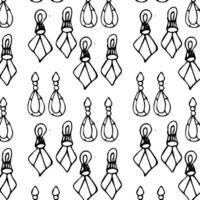 Seamless pattern of sketches earings - female jewerly. Vector illustration isolated. Can used for textile, wrapping paper, cover design, beauty background.