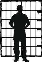 AI generated Silhouette prisoner in jail black color only full body vector