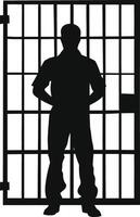 AI generated Silhouette prisoner in jail black color only full body vector