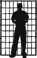 AI generated Silhouette prisoner in jail black color only full body vector