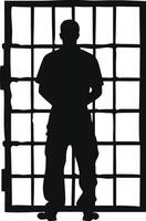 AI generated Silhouette prisoner in jail black color only full body vector