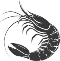 AI generated Silhouette shrimp animal black color only vector
