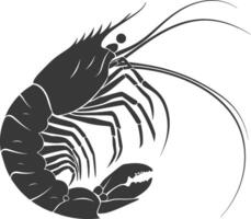 AI generated Silhouette shrimp animal black color only vector