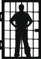 AI generated Silhouette prisoner in jail black color only full body vector