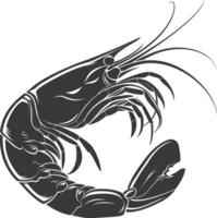 AI generated Silhouette shrimp animal black color only vector