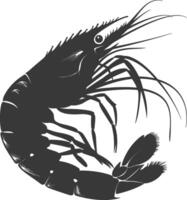 AI generated Silhouette shrimp animal black color only vector