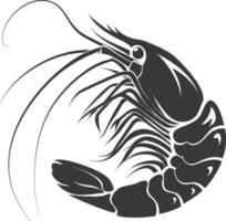 AI generated Silhouette shrimp animal black color only vector