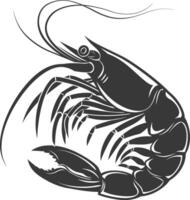 AI generated Silhouette shrimp animal black color only vector