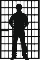 AI generated Silhouette prisoner in jail black color only full body vector