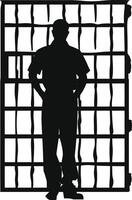 AI generated Silhouette prisoner in jail black color only full body vector