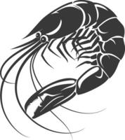 AI generated Silhouette shrimp animal black color only vector