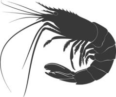 AI generated Silhouette shrimp animal black color only vector