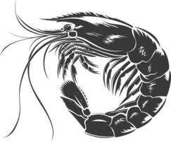 AI generated Silhouette shrimp animal black color only vector