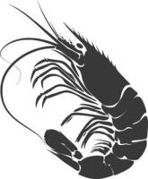 AI generated Silhouette shrimp animal black color only vector