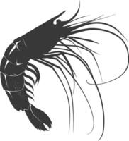 AI generated Silhouette shrimp animal black color only vector