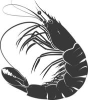 AI generated Silhouette shrimp animal black color only vector