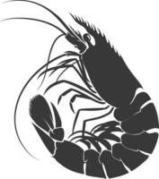 AI generated Silhouette shrimp animal black color only vector