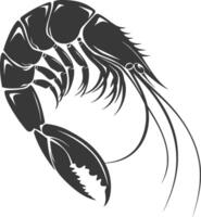 AI generated Silhouette shrimp animal black color only vector