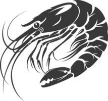 AI generated Silhouette shrimp animal black color only vector