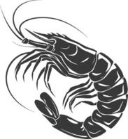 AI generated Silhouette shrimp animal black color only vector