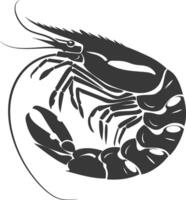 AI generated Silhouette shrimp animal black color only vector