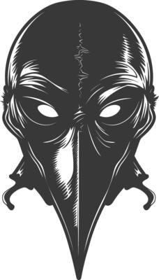 AI generated Silhouette plague mask black color only full