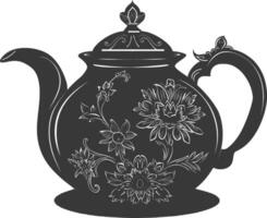 AI generated Silhouette teapot black color only full vector