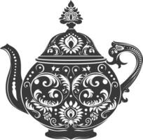 AI generated Silhouette teapot black color only full vector