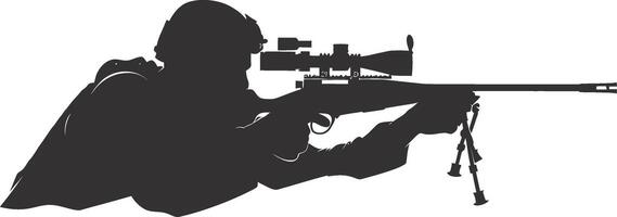 AI generated Silhouette sniper aiming at target black color only vector