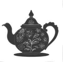 AI generated Silhouette teapot black color only full vector