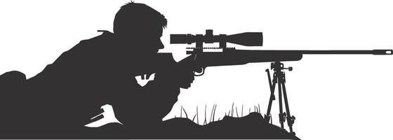 AI generated Silhouette sniper aiming at target black color only vector