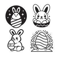 easter rabbit  icon logo, vector flat design , black and white