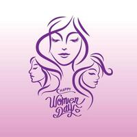 Women's day, Women icon, logo flat design, paintbrush, hand draw vector, minimal line vector