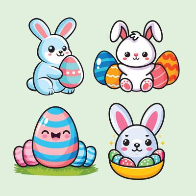 easter rabbit  icon logo, vector flat design