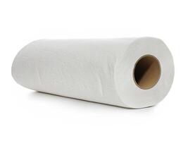 roll of toilet paper on white background photo