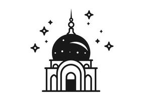 Mosque Icon illustration, Mosque logo, Mosque line art vector, Mosque Outline style vector