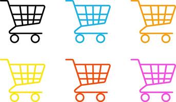 Set of different color shopping cart icon isolated illustration vector