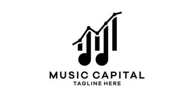 logo design combination of musical notes with financial graphics, logo design template, symbol idea. vector