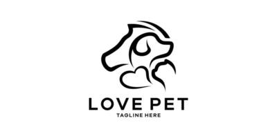 logo design combination of several pets, pet care, logo design template, symbol idea. vector