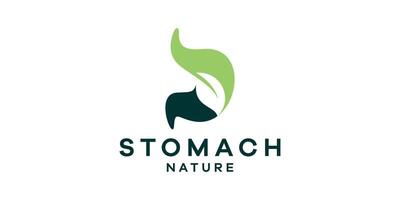 stomach logo design with leaves, logo design template, creative idea symbol. vector