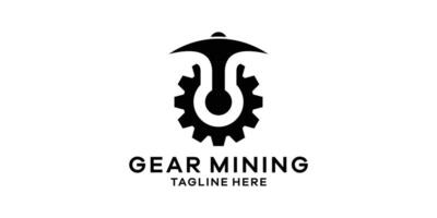 logo design combination of mining equipment with gear, logo design template, symbol idea. vector